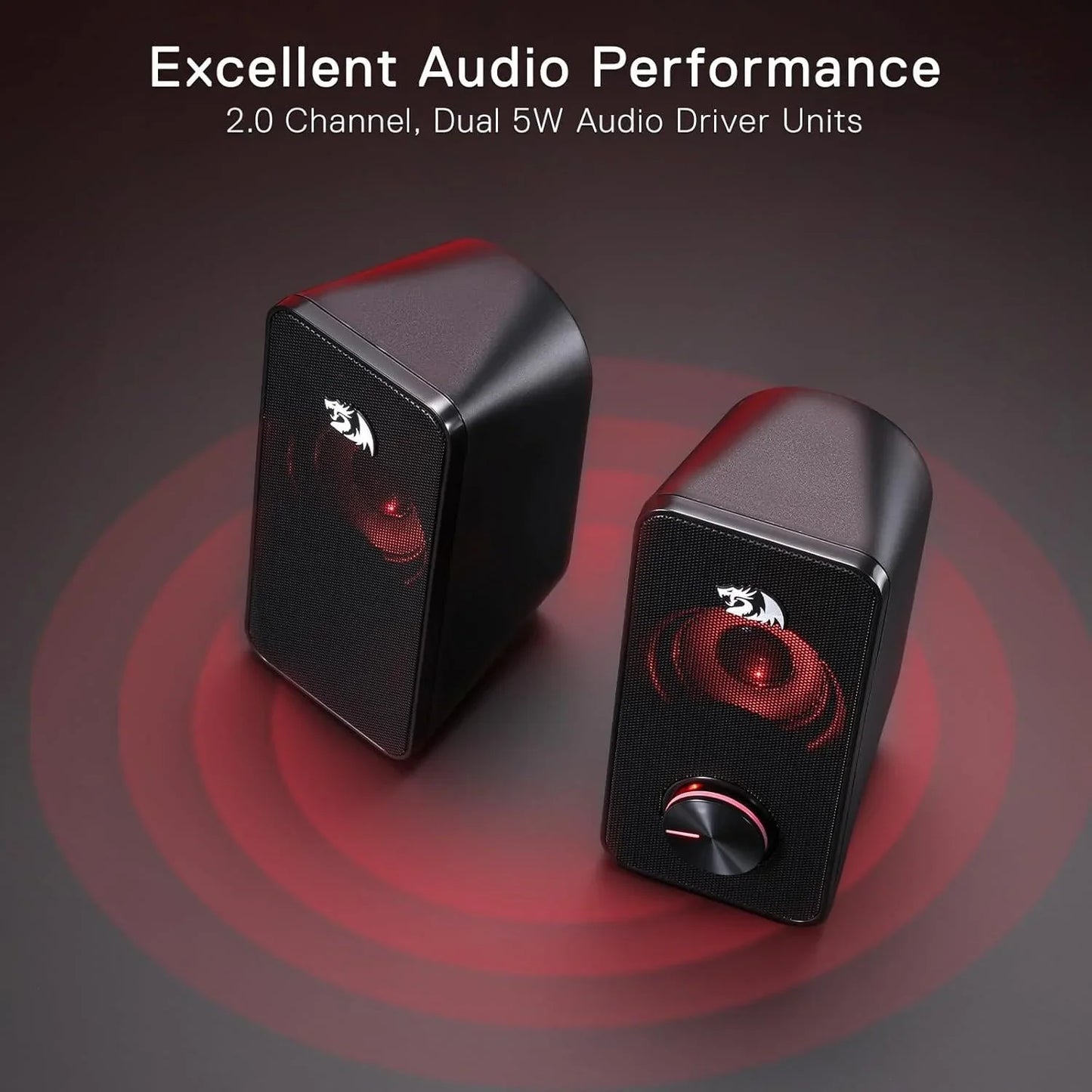 Redragon gs500 stentor pc gaming speaker 2.0 channel stereo desktop computer