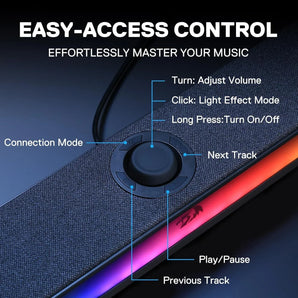 Redragon gs515 rgb desktop soundbar 2.0 channel stereo computer speakers