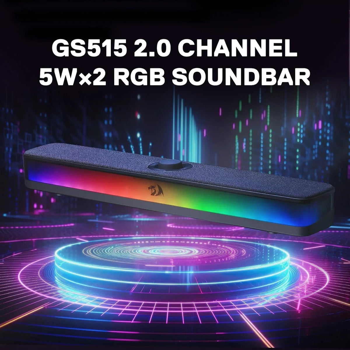 Redragon gs515 rgb desktop soundbar 2.0 channel stereo computer speakers