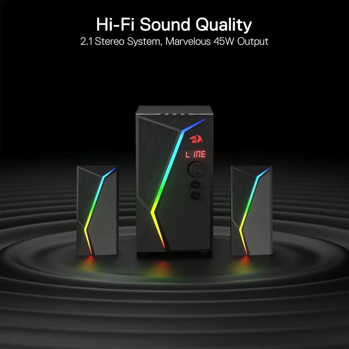 Redragon gs520 pro gaming speakers with subwoofer - 2.1 channel rgb audio system