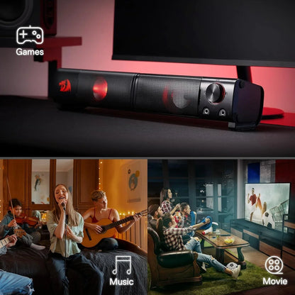 Redragon gs550 pc gaming speakers 2.0 channel desktop computer sound bar