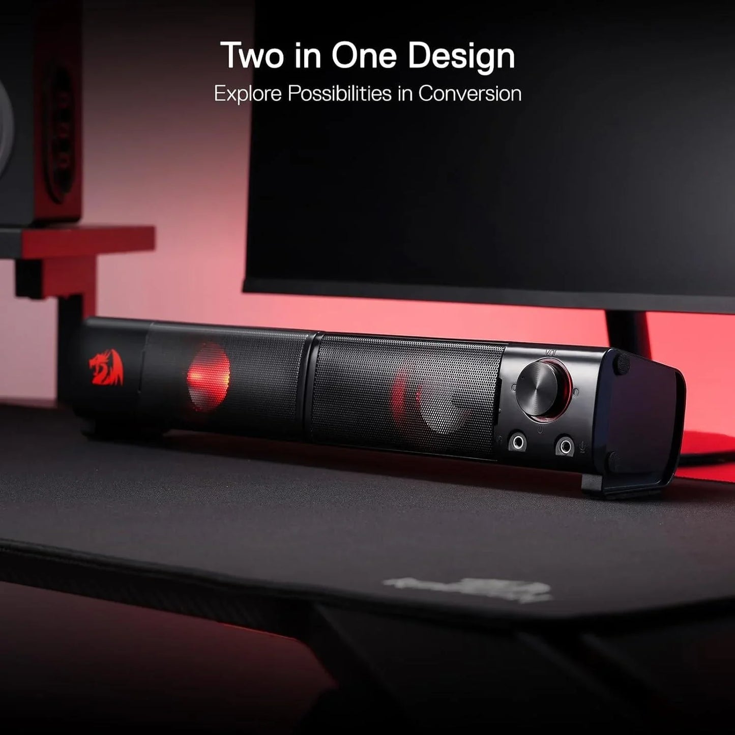 Redragon gs550 pc gaming speakers 2.0 channel desktop computer sound bar