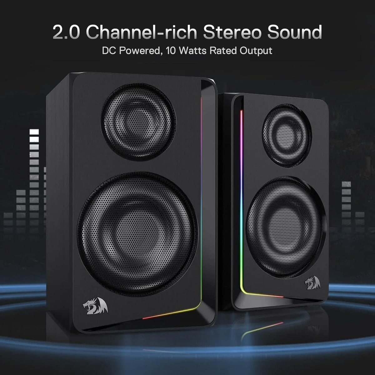 Redragon gs812 wireless rgb wooden desktop speakers 2.0 channel bookshelf