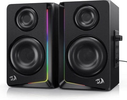 Redragon gs812 wireless rgb wooden desktop speakers 2.0 channel bookshelf