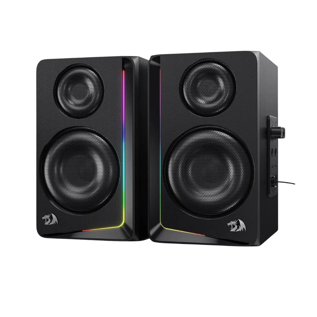 Redragon gs812 wireless rgb wooden desktop speakers 2.0 channel bookshelf