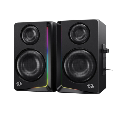Redragon gs812 wireless rgb wooden desktop speakers 2.0 channel bookshelf