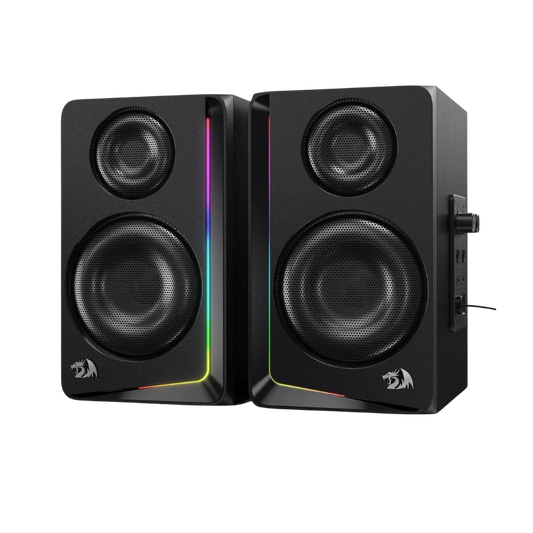 Redragon gs812 wireless rgb wooden desktop speakers 2.0 channel bookshelf
