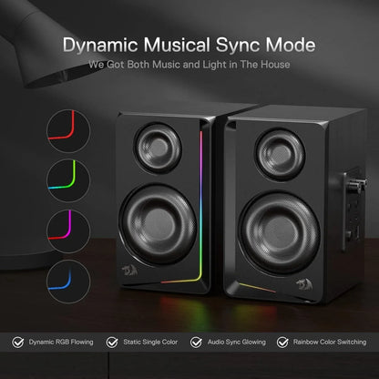 Redragon gs812 wireless rgb wooden desktop speakers 2.0 channel bookshelf