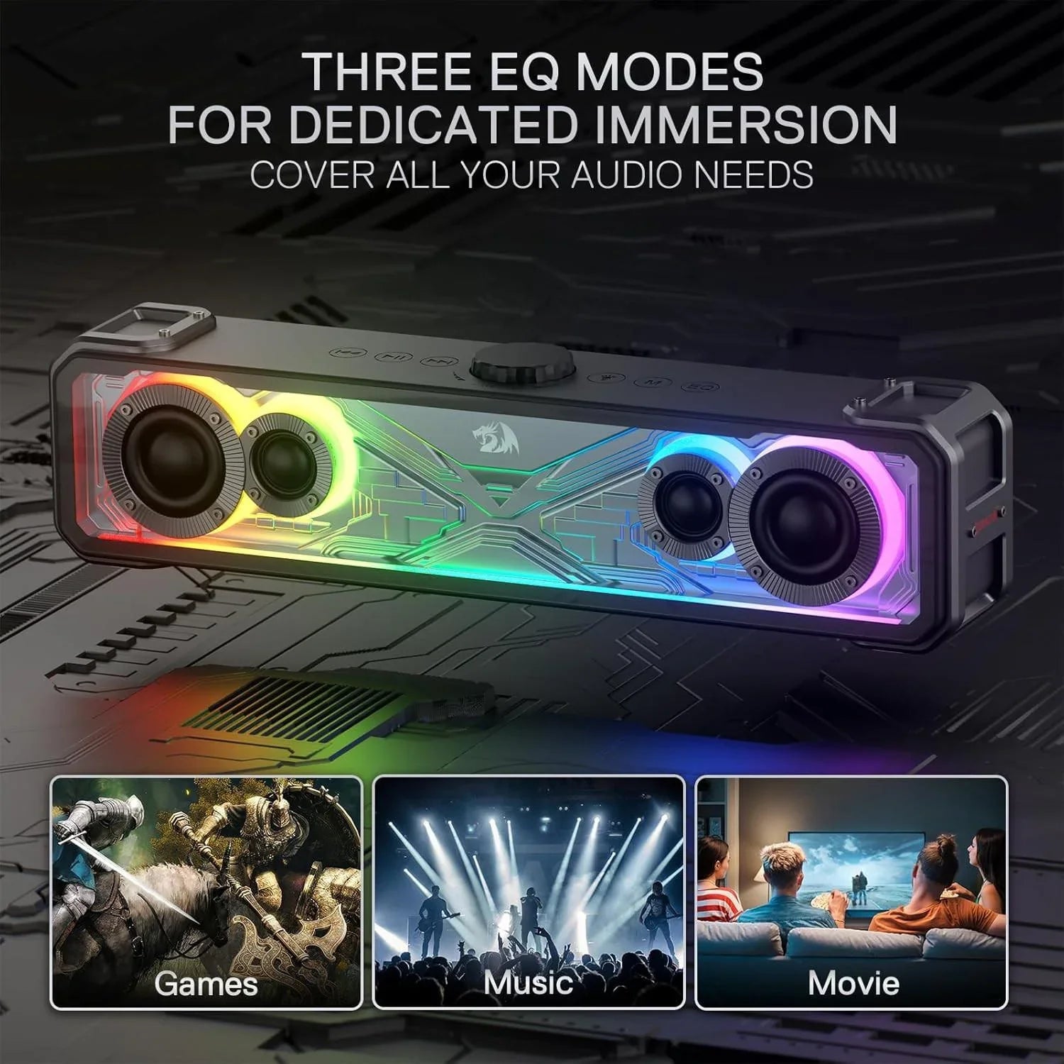 Redragon gs817 rgb desktop soundbar 2.0 channel stereo speakers for desktop