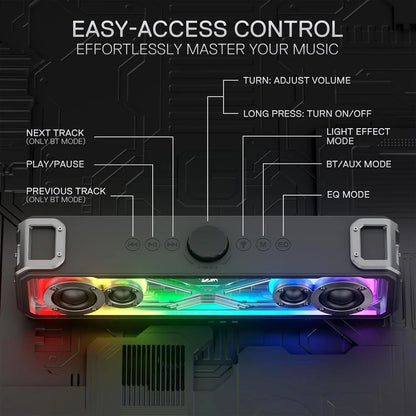 Redragon gs817 rgb desktop soundbar 2.0 channel stereo speakers for desktop