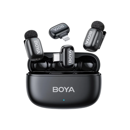 Boya mini 2 wireless lavalier microphones for iphone and usb-c ai noise
