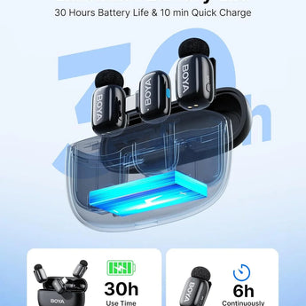 Boya mini 2 wireless lavalier microphones for iphone and usb-c ai noise