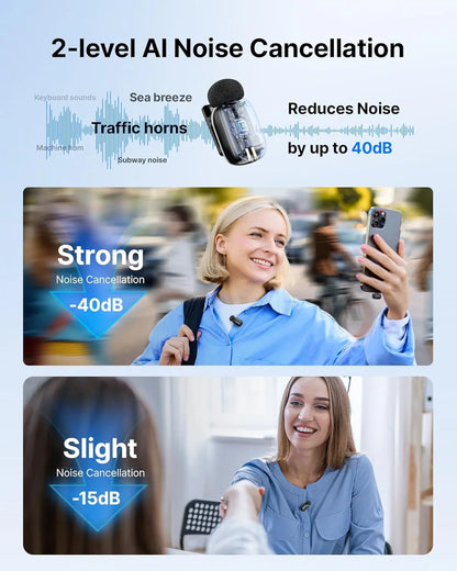 Boya mini 2 wireless lavalier microphones for iphone and usb-c ai noise