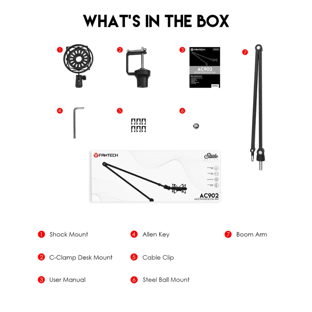 Fantech ac902 microphone boom arm