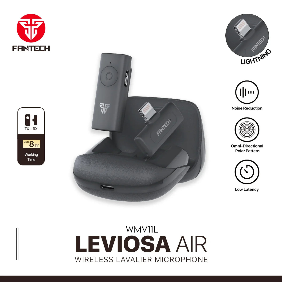 Fantech leviosa air wmv11l microphone wireless lavalier lightning