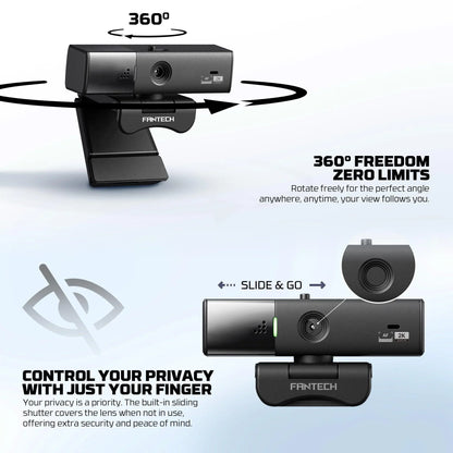 Fantech luminous c50 quad high-definition webcam 2k quad-hd support 60 fps & 3d