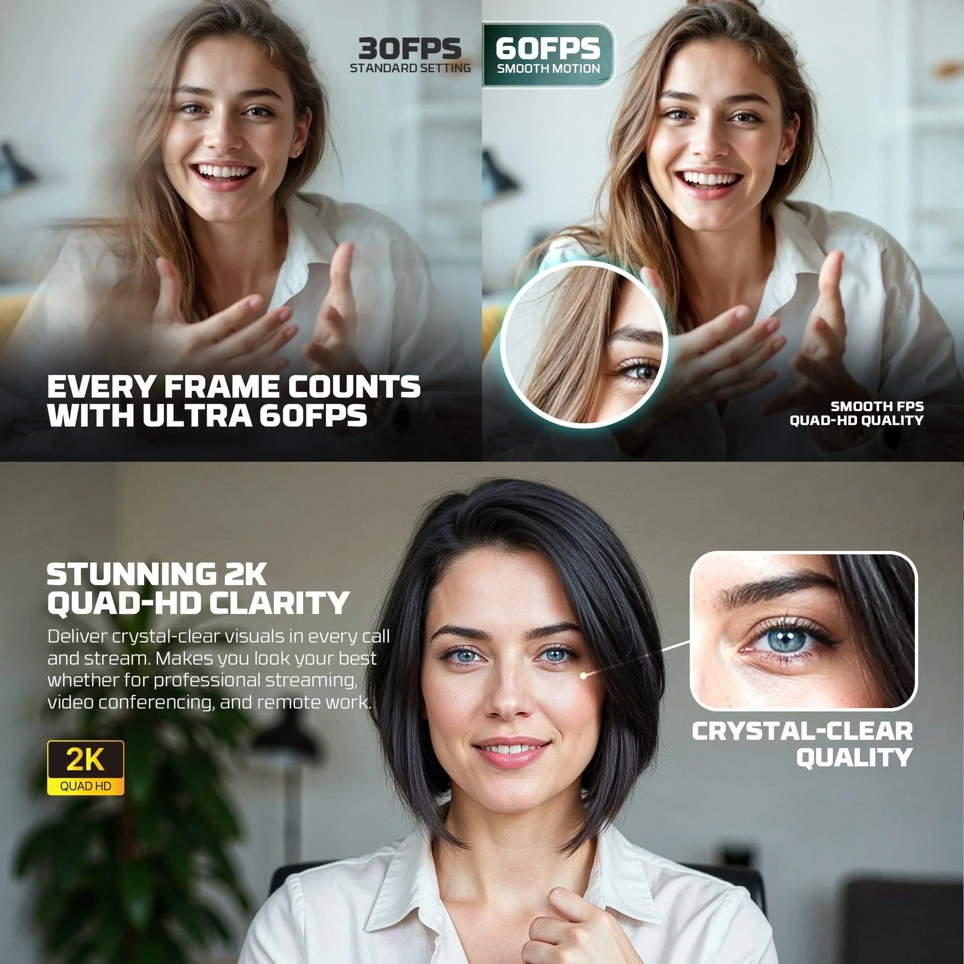 Fantech luminous c50 quad high-definition webcam 2k quad-hd support 60 fps & 3d