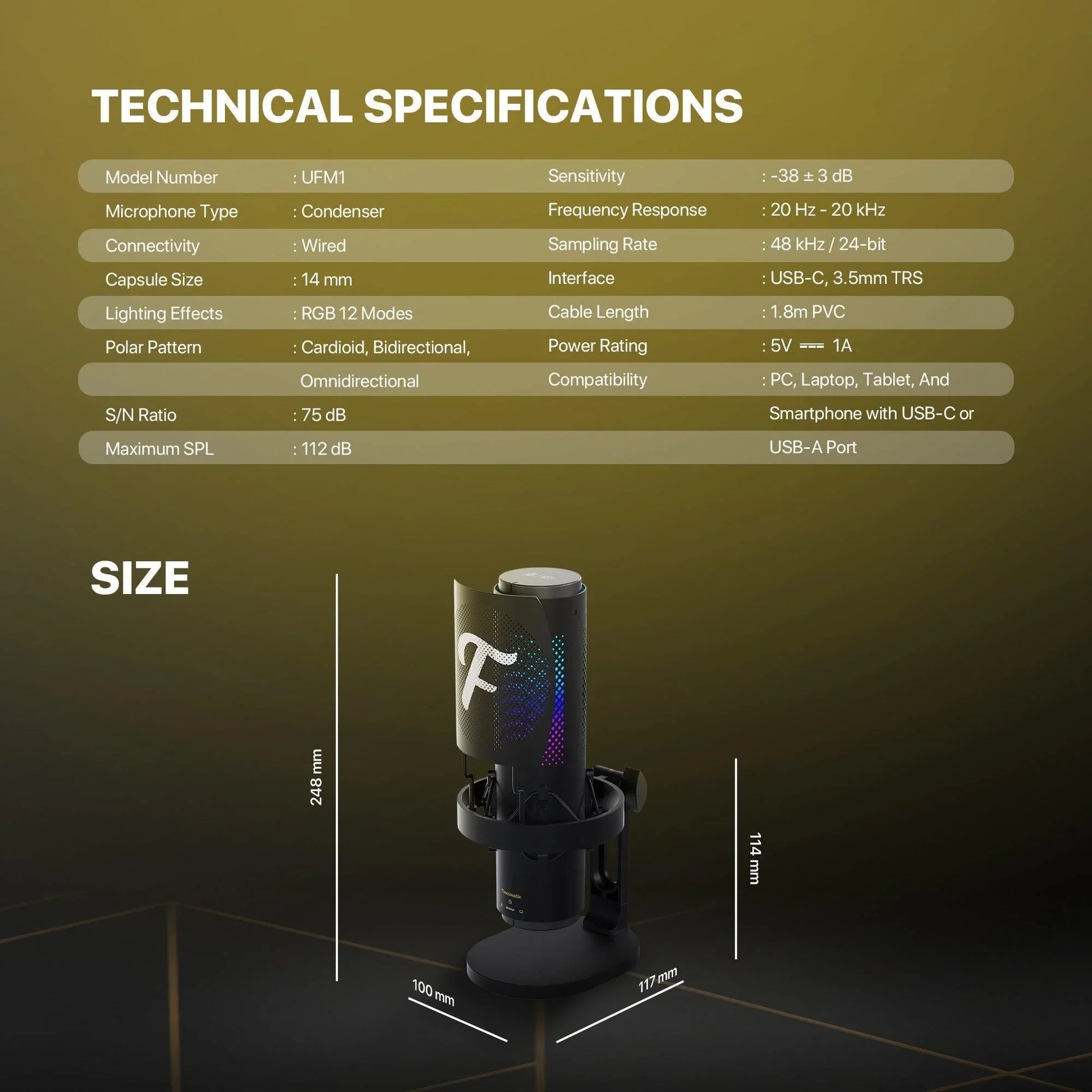 Fantech ufm1 finecoustic sonara condenser microphone