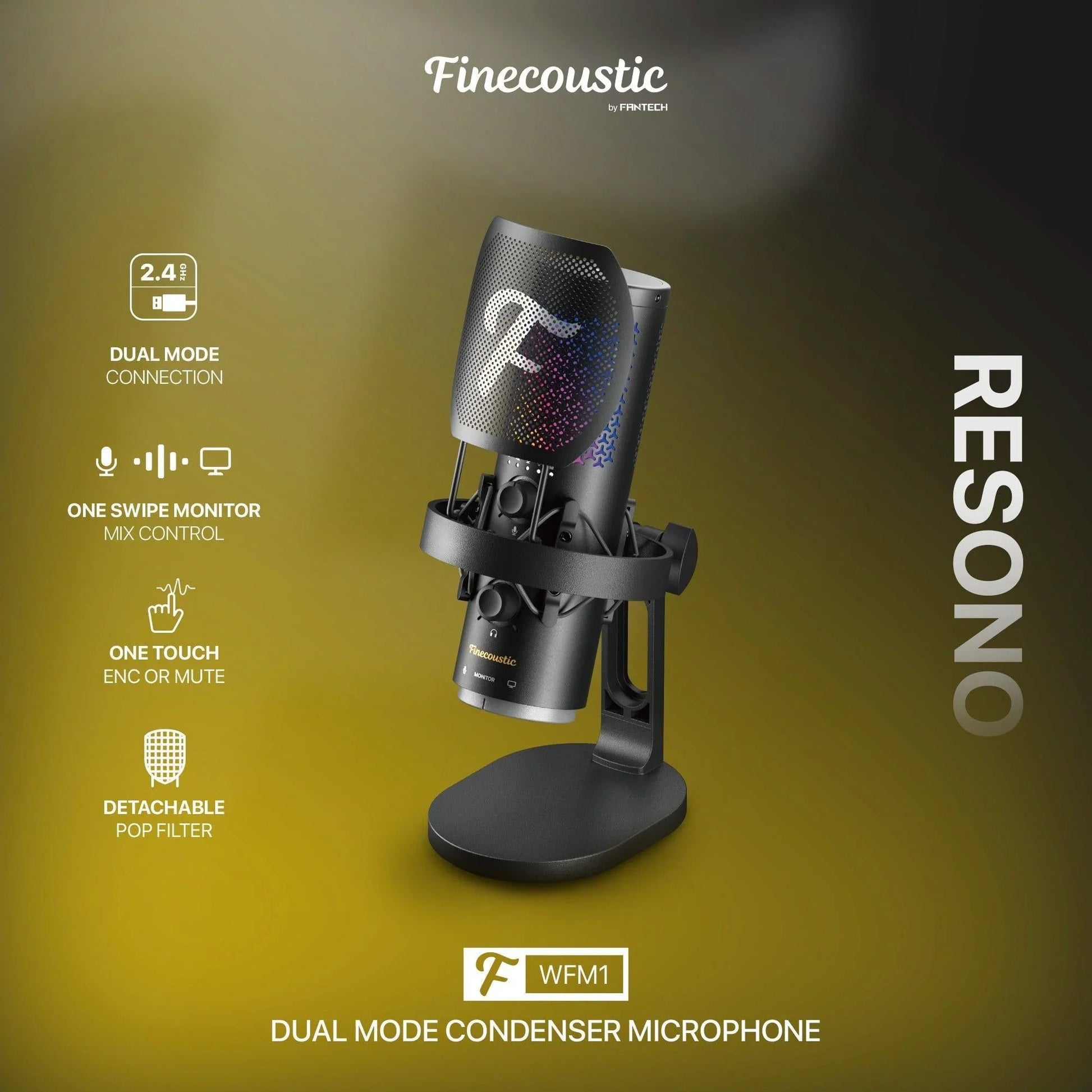Fantech wfm1 finecoustic resono condenser wireless microphone microphones