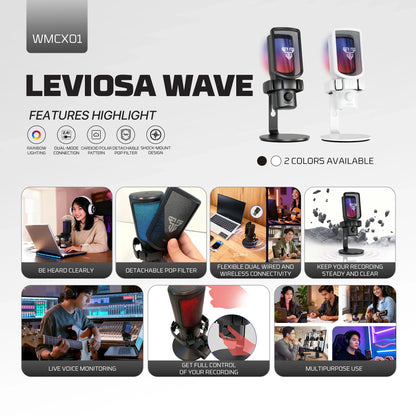Fantech wmcx01 leviosa wave dual-mode wireless condenser microphone microphones