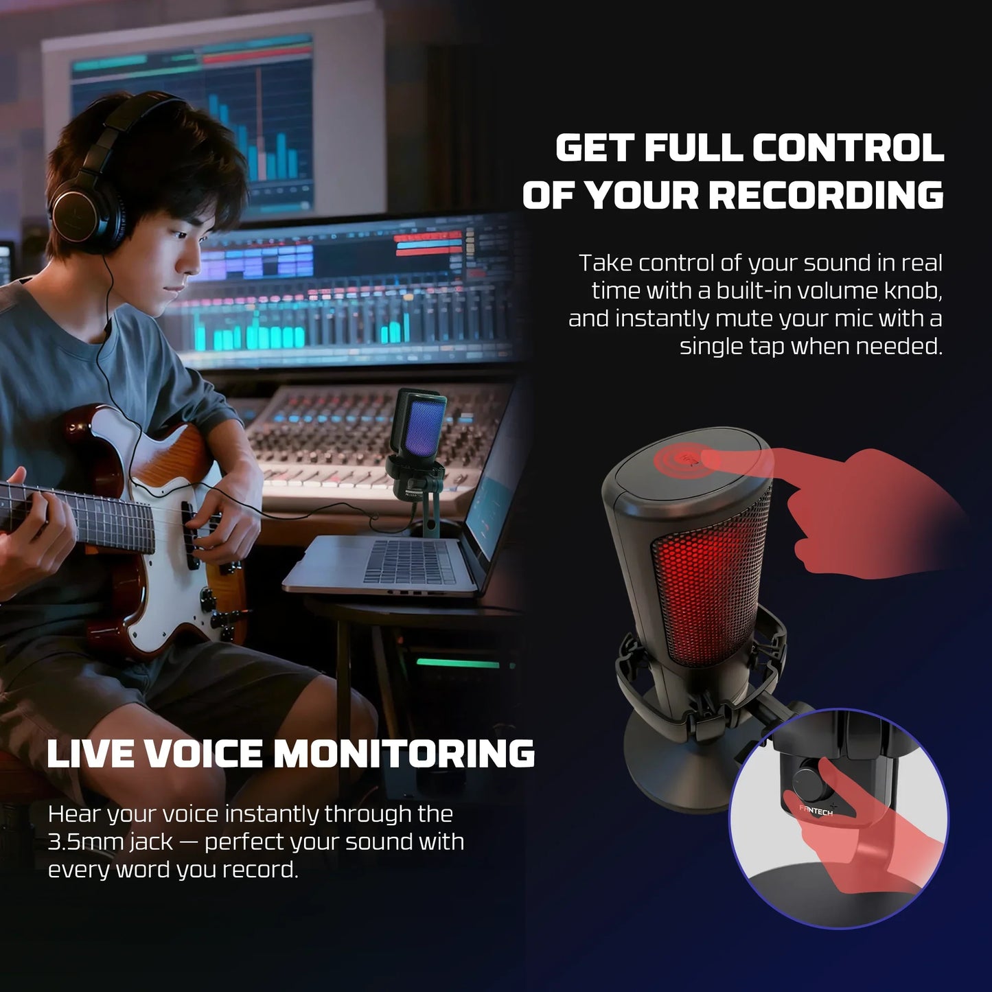 Fantech wmcx01 leviosa wave dual-mode wireless condenser microphone microphones