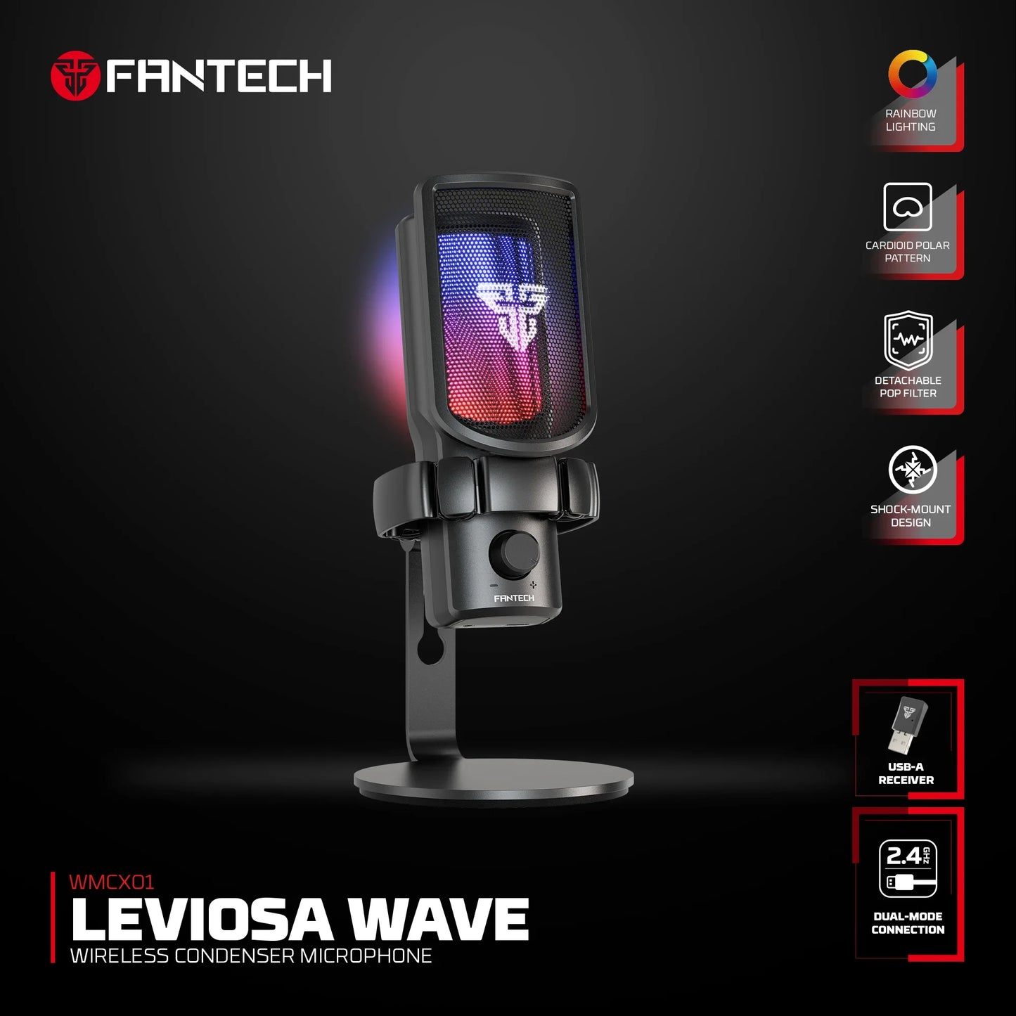 Fantech wmcx01 leviosa wave dual-mode wireless condenser microphone microphones