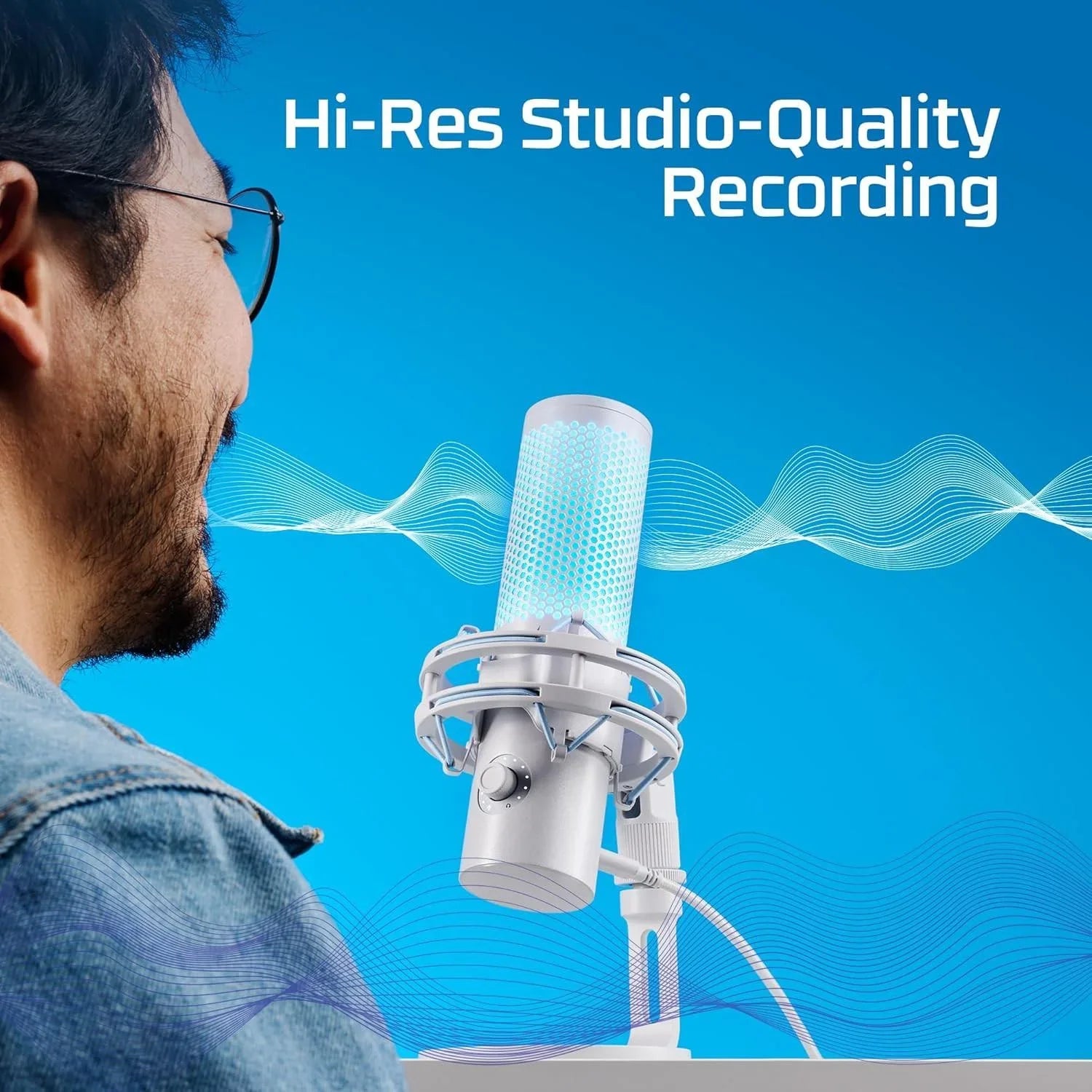 Hyperx quadcast 2 frost – usb microphone for gaming streaming and podcasting