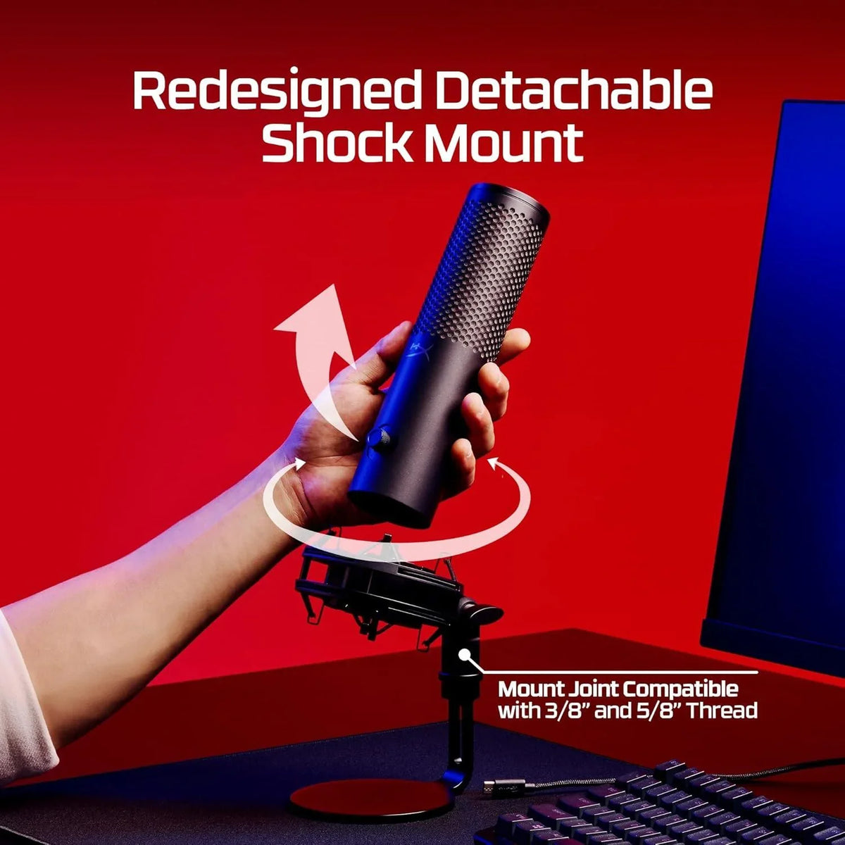 Hyperx quadcast 2 s – usb microphone with rgb lighting streaming microphone
