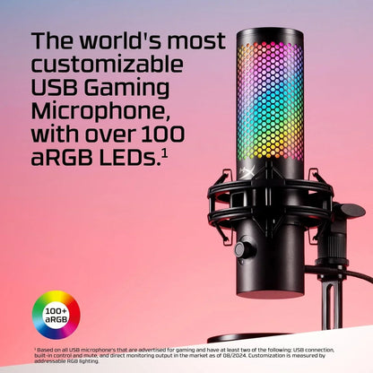 Hyperx quadcast 2 s – usb microphone with rgb lighting streaming microphone