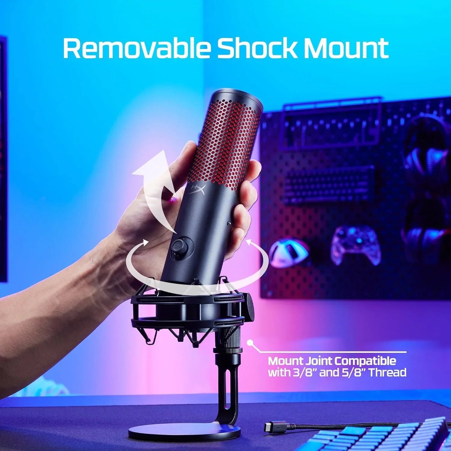 Hyperx quadcast 2 – usb microphone for gaming streaming and podcasting,