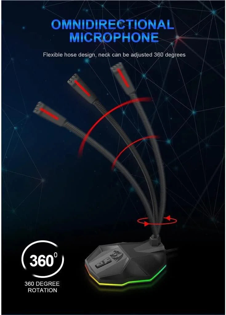 Redragon gm99 stix usb rgb gaming stream desktop microphone to to streaming