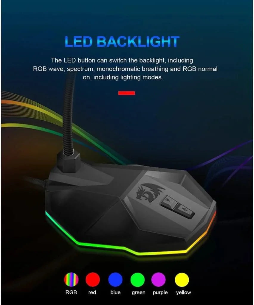 Redragon gm99 stix usb rgb gaming stream desktop microphone to to streaming