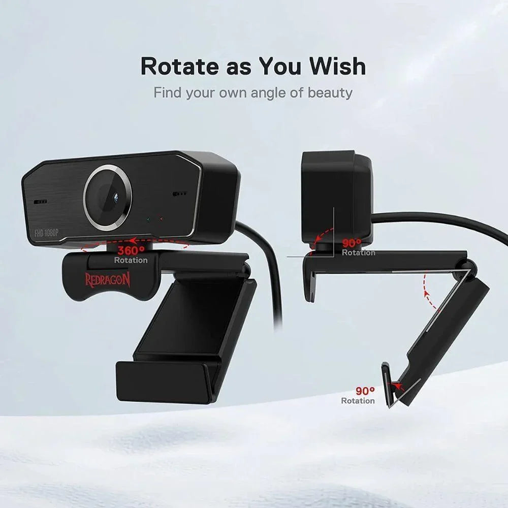 Redragon gw800 hitman 1080p webcam with built-in dual microphone
