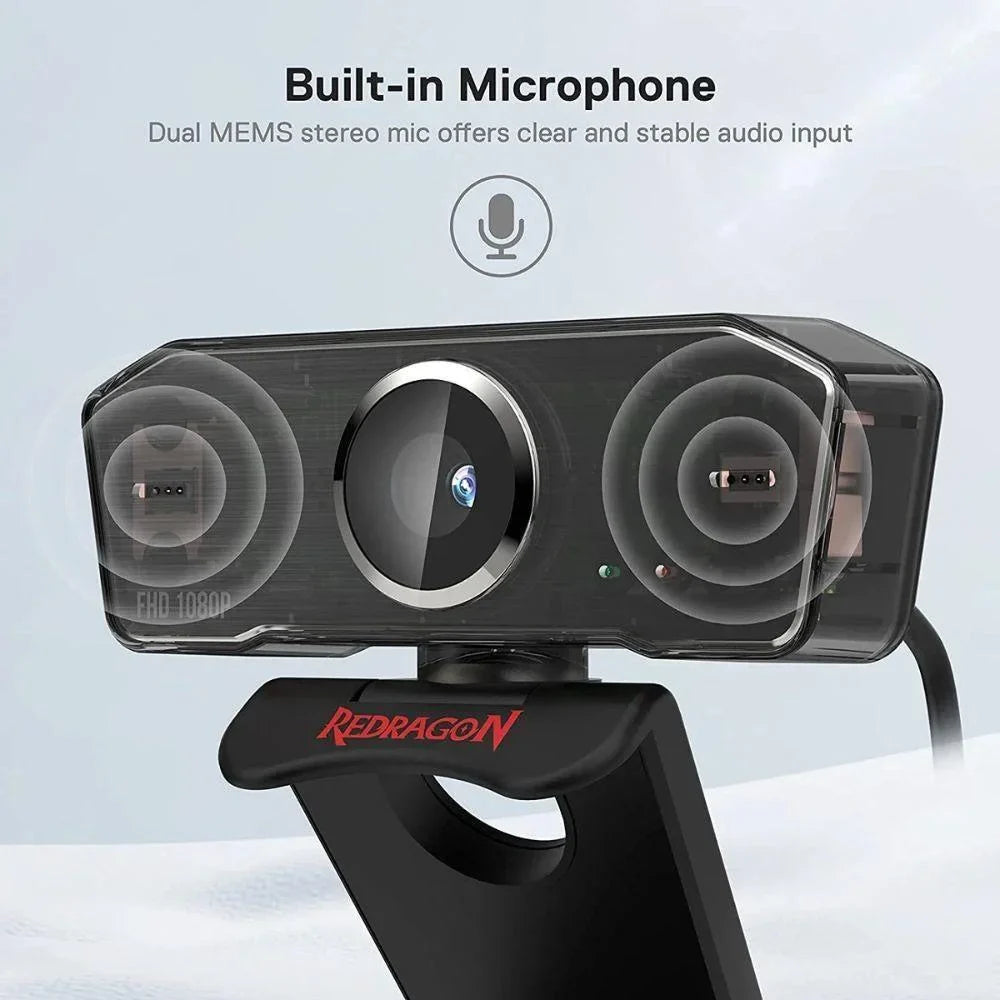 Redragon gw800 hitman 1080p webcam with built-in dual microphone