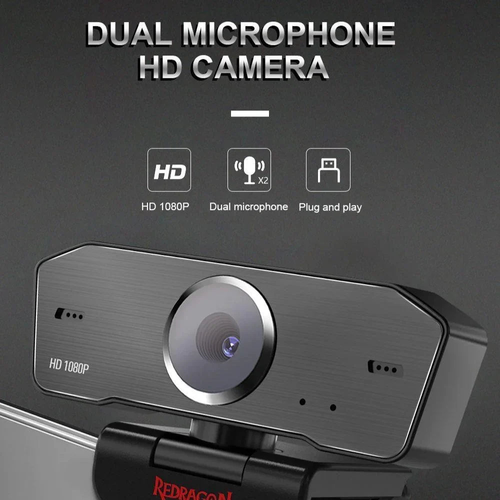 Redragon gw800 hitman 1080p webcam with built-in dual microphone