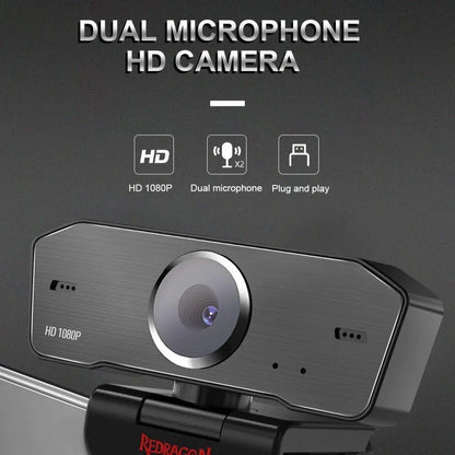 Redragon gw800 hitman 1080p webcam with built-in dual microphone