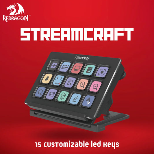 Redragon streamcraft 15 customizable led keys game controllers