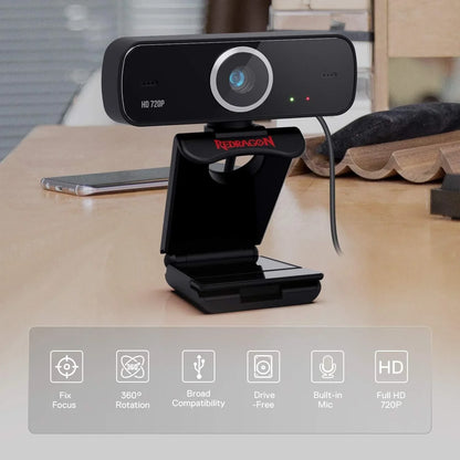 Redragon webcam gamer and streamer fobos 2 720p gw600-1 black webcams