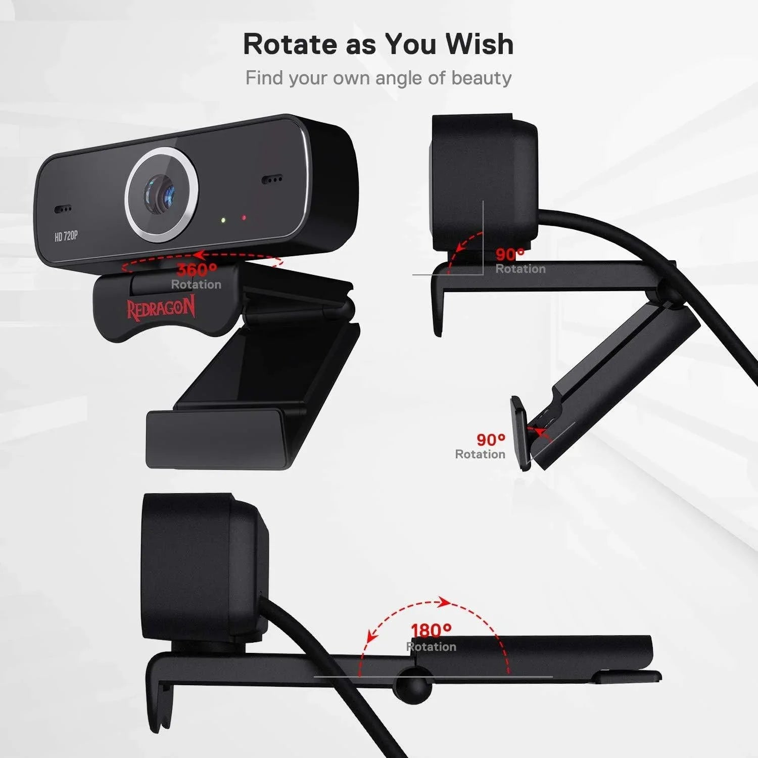 Redragon webcam gamer and streamer fobos 2 720p gw600-1 black webcams