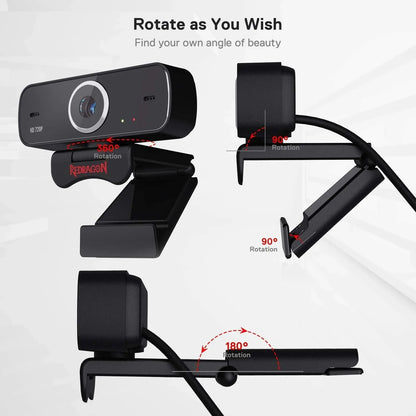 Redragon webcam gamer and streamer fobos 2 720p gw600-1 black webcams