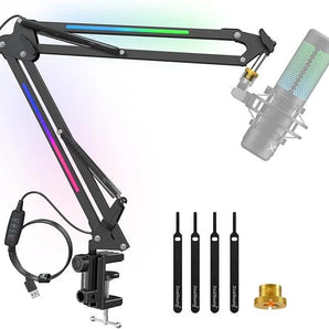 Zealsound rgb microphone arm stand,mic arm with rgb light microphone stands