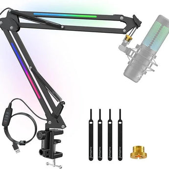 Zealsound rgb microphone arm stand,mic arm with rgb light microphone stands