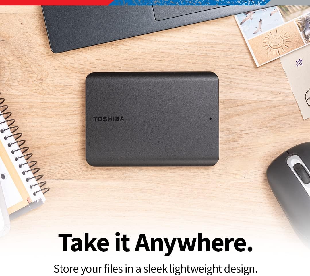 Toshiba canvio basics (1/2)tb portable external hard drive usb 3.0, black - hdtb510xk3aa - Fun Touch