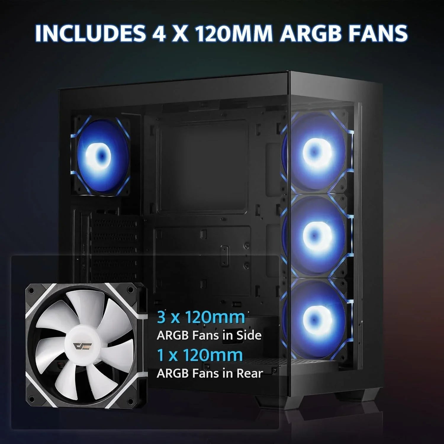 Darkflash (ds900) atx mid-tower pc case 6fan argb desktop computer & server