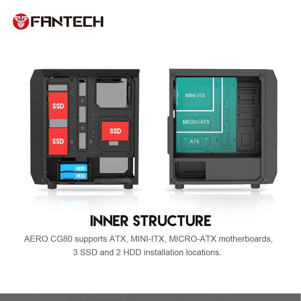 Fantech aero cg80 rgb middle tower case