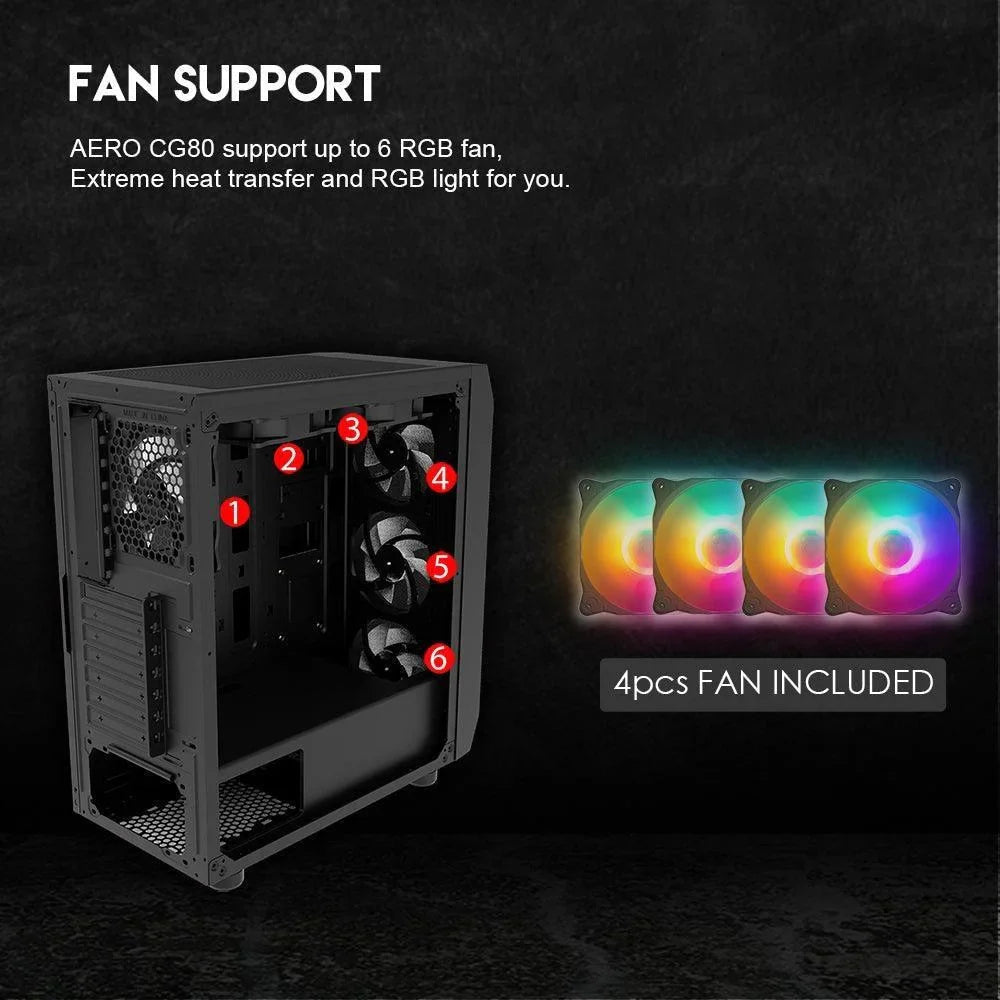 Fantech aero cg80 rgb middle tower case