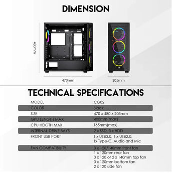 Fantech aero xl cg81 full tower case with 4 free rgb fan