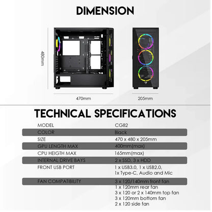 Fantech aero xl cg81 full tower case with 4 free rgb fan