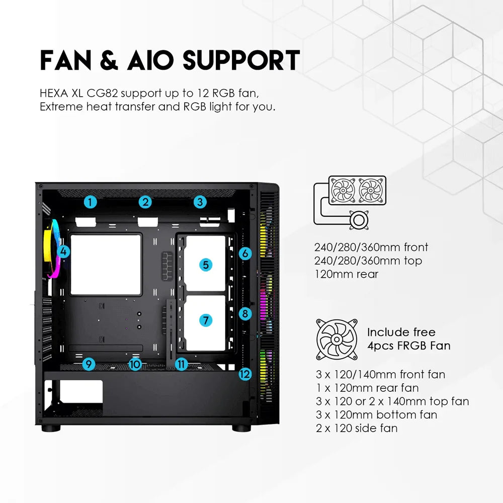 Fantech aero xl cg81 full tower case with 4 free rgb fan