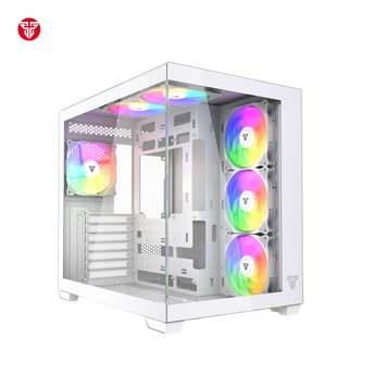 Fantech cg85 lumina mid tower gaming case - white desktop computer & server